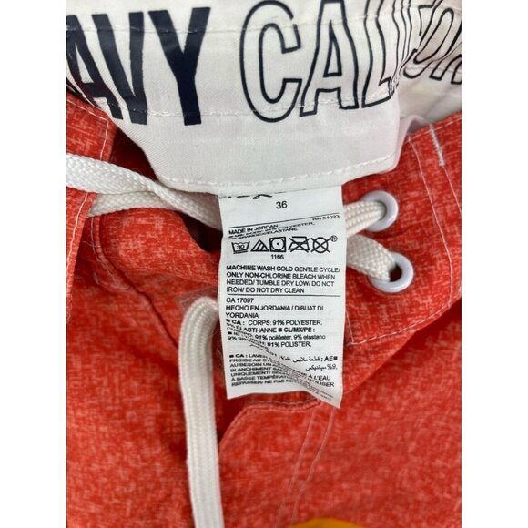 Old Navy Swim Board Shorts Men's Sz 36 Orange Blue Striped Colorblock Tie Front - Picture 10 of 11